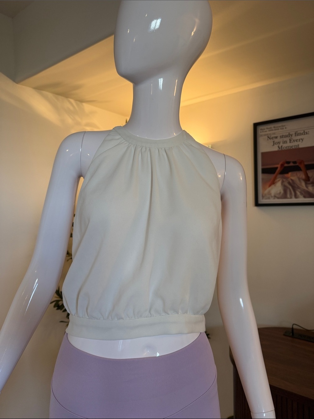 Wilfred Aritzia Ivory Gathered Tie Back Blouse Top M